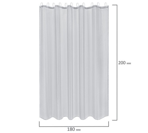 Шторка для ванной ПОЛИЭСТЕР, 180х200 см, кольца в комплекте, СЕРЫЙ БРИЛЛИАНТ, PRIMILA (ПРИМИЛА), 700094