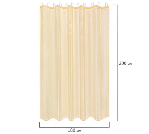 Шторка для ванной ПОЛИЭСТЕР, 180х200 см, кольца в комплекте, ЗОЛОТОЙ БРИЛЛИАНТ, PRIMILA (ПРИМИЛА), 700095