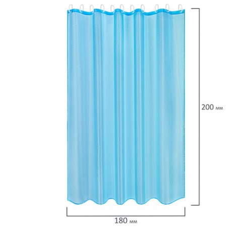 Шторка для ванной ПОЛИЭСТЕР, 180х200 см, кольца в комплекте, ГОЛУБОЙ БРИЛЛИАНТ, PRIMILA (ПРИМИЛА), 700096