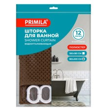 Шторка для ванной ПОЛИЭСТЕР, 180х200 см, кольца в комплекте, КОРИЧНЕВЫЙ БРИЛЛИАНТ, PRIMILA (ПРИМИЛА), 700097