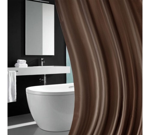 Шторка для ванной ПОЛИЭСТЕР, 180х200 см, кольца в комплекте, КОРИЧНЕВЫЙ БРИЛЛИАНТ, PRIMILA (ПРИМИЛА), 700097