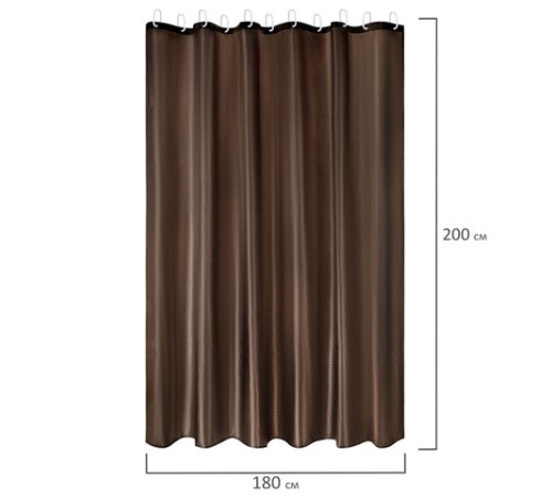 Шторка для ванной ПОЛИЭСТЕР, 180х200 см, кольца в комплекте, КОРИЧНЕВЫЙ БРИЛЛИАНТ, PRIMILA (ПРИМИЛА), 700097
