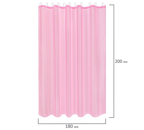 Шторка для ванной ПОЛИЭСТЕР, 180х200 см, кольца в комплекте, РОЗОВЫЙ БРИЛЛИАНТ, PRIMILA (ПРИМИЛА), 700098