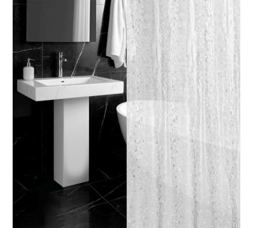 Шторка для ванной EVA, 180х200 см, кольца в комплекте, БЕЛАЯ ЛЕДЯНАЯ СВЕЖЕСТЬ, PRIMILA (ПРИМИЛА), 700099