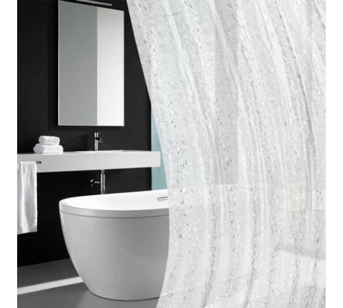 Шторка для ванной EVA, 180х200 см, кольца в комплекте, БЕЛАЯ ЛЕДЯНАЯ СВЕЖЕСТЬ, PRIMILA (ПРИМИЛА), 700099