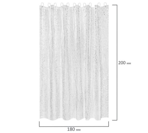 Шторка для ванной EVA, 180х200 см, кольца в комплекте, БЕЛАЯ ЛЕДЯНАЯ СВЕЖЕСТЬ, PRIMILA (ПРИМИЛА), 700099
