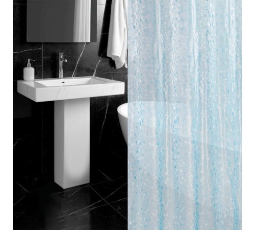Шторка для ванной EVA, 180х200 см, кольца в комплекте, СИНЯЯ ЛЕДЯНАЯ СВЕЖЕСТЬ, PRIMILA (ПРИМИЛА), 700100