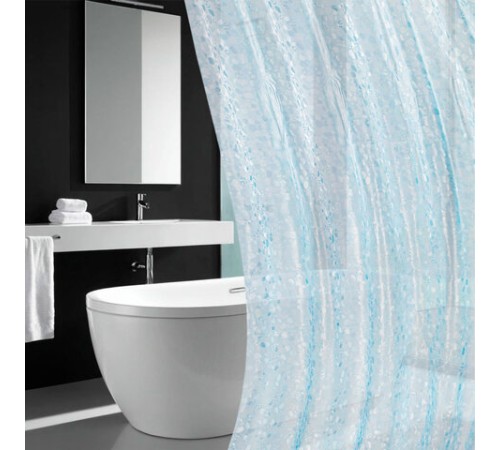 Шторка для ванной EVA, 180х200 см, кольца в комплекте, СИНЯЯ ЛЕДЯНАЯ СВЕЖЕСТЬ, PRIMILA (ПРИМИЛА), 700100