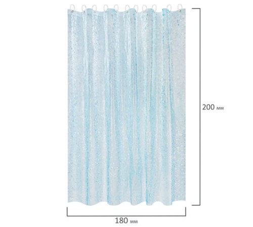 Шторка для ванной EVA, 180х200 см, кольца в комплекте, СИНЯЯ ЛЕДЯНАЯ СВЕЖЕСТЬ, PRIMILA (ПРИМИЛА), 700100