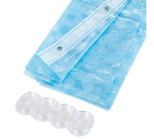 Шторка для ванной EVA, 180х200 см, кольца в комплекте, СИНЯЯ ЛЕДЯНАЯ СВЕЖЕСТЬ, PRIMILA (ПРИМИЛА), 700100