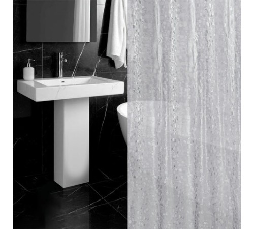 Шторка для ванной EVA, 180х200 см, кольца в комплекте, СЕРАЯ ЛЕДЯНАЯ СВЕЖЕСТЬ, PRIMILA (ПРИМИЛА), 700101