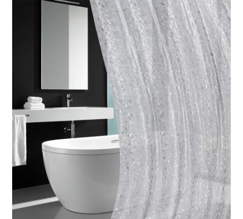 Шторка для ванной EVA, 180х200 см, кольца в комплекте, СЕРАЯ ЛЕДЯНАЯ СВЕЖЕСТЬ, PRIMILA (ПРИМИЛА), 700101