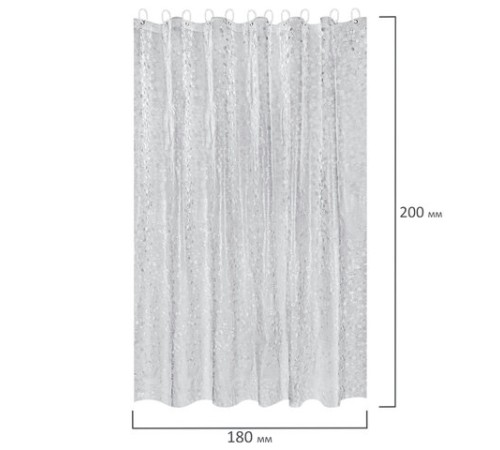 Шторка для ванной EVA, 180х200 см, кольца в комплекте, СЕРАЯ ЛЕДЯНАЯ СВЕЖЕСТЬ, PRIMILA (ПРИМИЛА), 700101