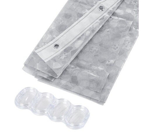 Шторка для ванной EVA, 180х200 см, кольца в комплекте, СЕРАЯ ЛЕДЯНАЯ СВЕЖЕСТЬ, PRIMILA (ПРИМИЛА), 700101