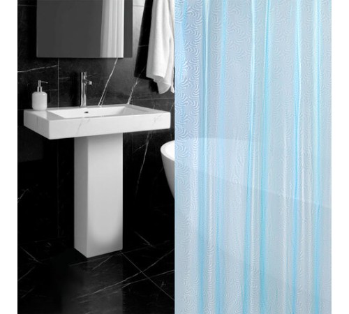 Шторка для ванной EVA, 180х180 см, кольца в комплекте, СИНЯЯ ГОЛОГРАФИЯ, PRIMILA (ПРИМИЛА), 700103