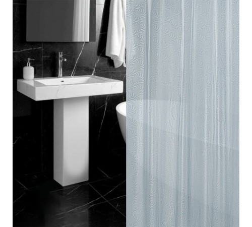 Шторка для ванной EVA, 180х180 см, кольца в комплекте, СЕРАЯ ГОЛОГРАФИЯ, PRIMILA (ПРИМИЛА), 700104