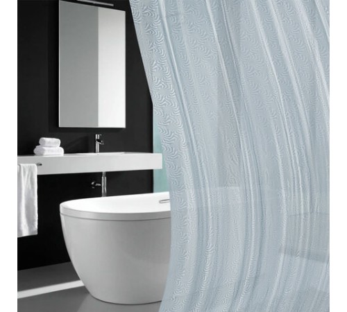 Шторка для ванной EVA, 180х180 см, кольца в комплекте, СЕРАЯ ГОЛОГРАФИЯ, PRIMILA (ПРИМИЛА), 700104