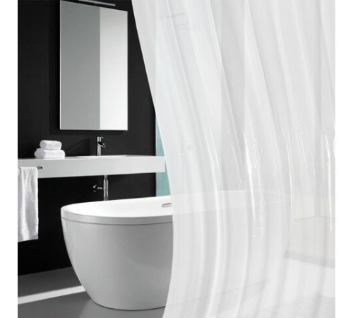 Шторка для ванной EVA, 180х200 см, кольца в комплекте, БЕЛЫЕ ЛИНИИ, PRIMILA (ПРИМИЛА), 700105