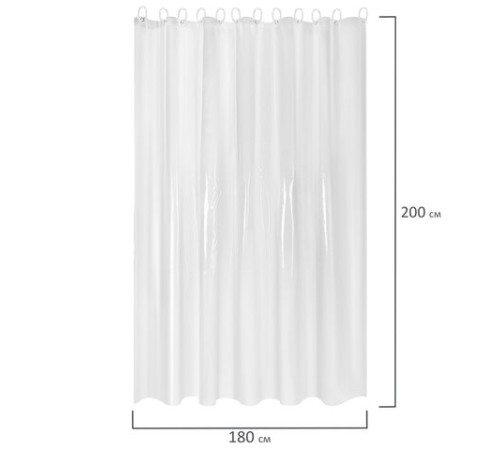 Шторка для ванной EVA, 180х200 см, кольца в комплекте, БЕЛЫЕ ЛИНИИ, PRIMILA (ПРИМИЛА), 700105