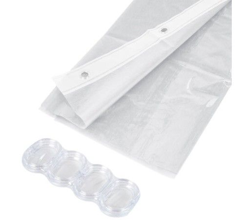 Шторка для ванной EVA, 180х200 см, кольца в комплекте, БЕЛЫЕ ЛИНИИ, PRIMILA (ПРИМИЛА), 700105