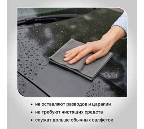 Салфетка КОРЕЙСКАЯ УМНАЯ для дома и авто УБОРКА БЕЗ РАЗВОДОВ, 30х40 см, НАБОР 2 штуки, УНИВЕРСАЛЬНАЯ, LAIMA, 700222