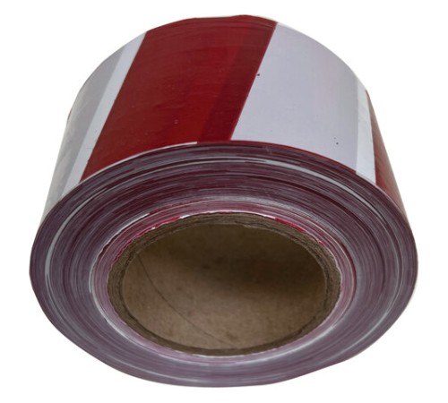 Лента оградительная сигнальная красно-белая 75 мм х 250 м, СТАНДАРТ, полиэтилен, ЛО 250/75