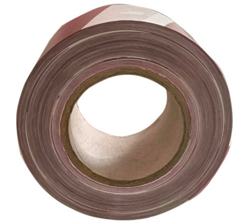 Лента оградительная сигнальная красно-белая 75 мм х 250 м, СТАНДАРТ, полиэтилен, ЛО 250/75