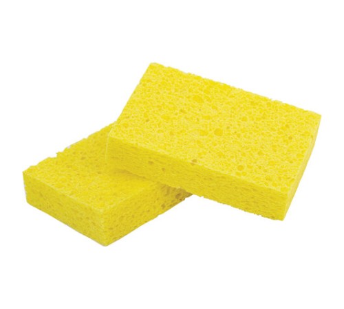Губки для посуды 95х65х20 мм, ЦЕЛЛЮЛОЗНЫЕ, КОМПЛЕКТ 2 штуки, желтые, LAIMA, 700255