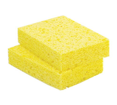 Губки для посуды 95х65х20 мм, ЦЕЛЛЮЛОЗНЫЕ, КОМПЛЕКТ 2 штуки, желтые, LAIMA, 700255