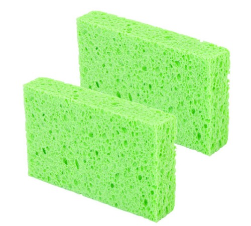 Губки для посуды 110х70х20 мм, ЦЕЛЛЮЛОЗНЫЕ, КОМПЛЕКТ 2 штуки, зеленые, LAIMA, 700257