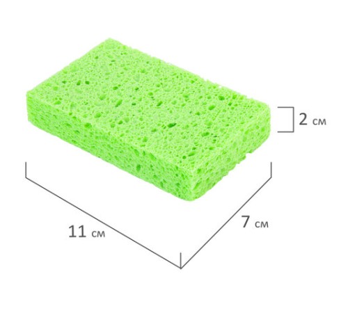 Губки для посуды 110х70х20 мм, ЦЕЛЛЮЛОЗНЫЕ, КОМПЛЕКТ 2 штуки, зеленые, LAIMA, 700257