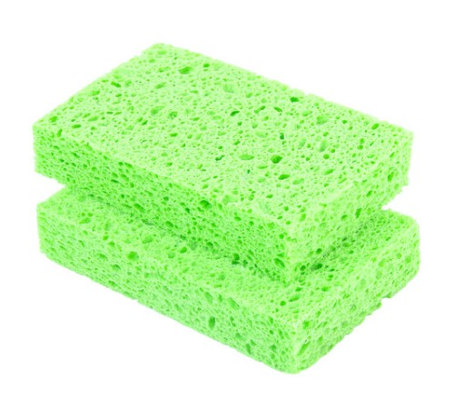 Губки для посуды 110х70х20 мм, ЦЕЛЛЮЛОЗНЫЕ, КОМПЛЕКТ 2 штуки, зеленые, LAIMA, 700257