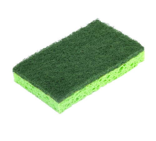 Губки для посуды 110х70х20 мм, ЦЕЛЛЮЛОЗНЫЕ + АБРАЗИВ, КОМПЛЕКТ 2 штуки, зеленые/зеленый абразив, LAIMA, 700258