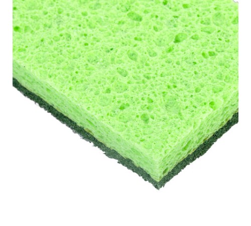 Губки для посуды 110х70х20 мм, ЦЕЛЛЮЛОЗНЫЕ + АБРАЗИВ, КОМПЛЕКТ 2 штуки, зеленые/зеленый абразив, LAIMA, 700258