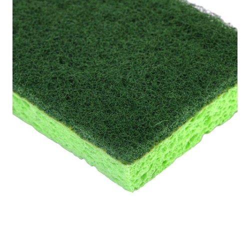 Губки для посуды 110х70х20 мм, ЦЕЛЛЮЛОЗНЫЕ + АБРАЗИВ, КОМПЛЕКТ 2 штуки, зеленые/зеленый абразив, LAIMA, 700258