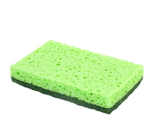 Губки для посуды 110х70х20 мм, ЦЕЛЛЮЛОЗНЫЕ + АБРАЗИВ, КОМПЛЕКТ 2 штуки, зеленые/зеленый абразив, LAIMA, 700258