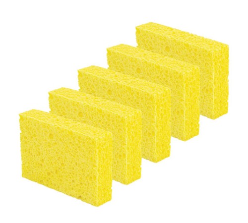Губки для посуды 110х70х20 мм, ЦЕЛЛЮЛОЗНЫЕ, КОМПЛЕКТ 5 штук, желтые, LAIMA, 700259