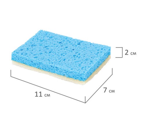 Губки для посуды 110х70х20 мм, ЦЕЛЛЮЛОЗНЫЕ + АБРАЗИВ, КОМПЛЕКТ 5 штук, синий/белый абразив, LAIMA, 700260