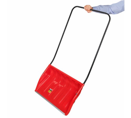 Лопата снеговая СКРЕПЕР 70х47см пластиковый КРАСНЫЙ, алюминиевая планка, рукоятка 110см, СУПЕРПРОЧНЫЙ, первичное сырье, ГРАНДМАСТЕР, 700341