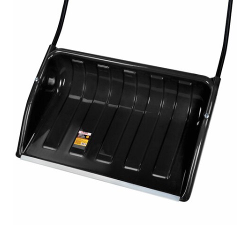 Лопата снеговая СКРЕПЕР 70х47 см пластиковый ЧЕРНЫЙ, алюминиевая планка, рукоятка 110 см, СУПЕРПРОЧНЫЙ, ГРАНДМАСТЕР, 700342