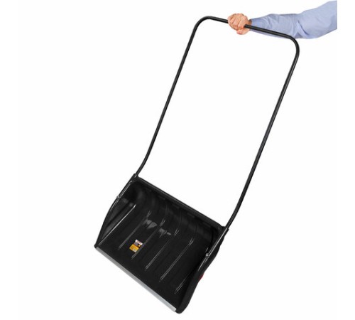 Лопата снеговая СКРЕПЕР 70х47 см пластиковый ЧЕРНЫЙ, алюминиевая планка, рукоятка 110 см, СУПЕРПРОЧНЫЙ, ГРАНДМАСТЕР, 700342