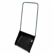 Лопата снеговая СКРЕПЕР 58х45 см пластиковый ЧЕРНЫЙ, алюминиевая планка, рукоятка 100 см, прочный, ГРАНДМАСТЕР, 700343