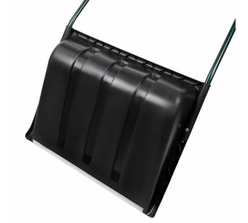 Лопата снеговая СКРЕПЕР 58х45 см пластиковый ЧЕРНЫЙ, алюминиевая планка, рукоятка 100 см, прочный, ГРАНДМАСТЕР, 700343