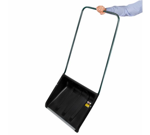 Лопата снеговая СКРЕПЕР 58х45 см пластиковый ЧЕРНЫЙ, алюминиевая планка, рукоятка 100 см, прочный, ГРАНДМАСТЕР, 700343