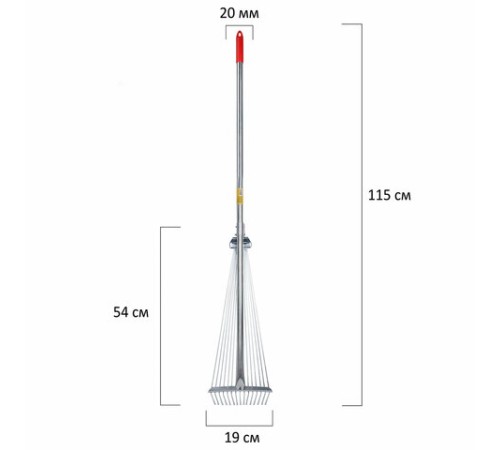 Грабли веерные проволочные раздвижные, 15 зубьев, ширина 15-58 см, черенок 115 см, ГРАНДМАСТЕР, 700348
