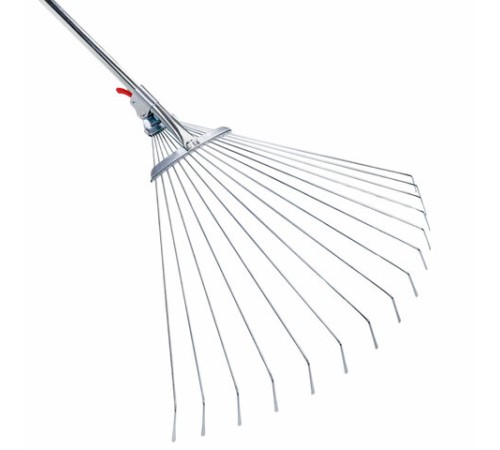 Грабли веерные проволочные раздвижные, 15 зубьев, ширина 15-58 см, черенок 115 см, ГРАНДМАСТЕР, 700348