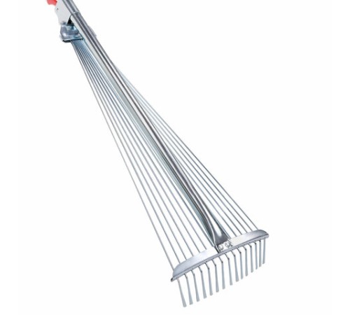 Грабли веерные проволочные раздвижные, 15 зубьев, ширина 15-58 см, черенок 115 см, ГРАНДМАСТЕР, 700348