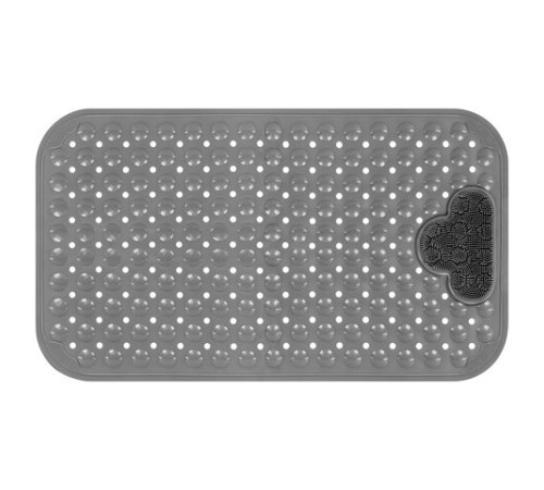 Коврик для ванны противоскользящий с теркой для ступней 70х40 см, серый, ПВХ, присоски, PRIMILA (ПРИМИЛА), 700374