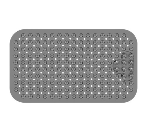 Коврик для ванны противоскользящий с теркой для ступней 70х40 см, серый, ПВХ, присоски, PRIMILA (ПРИМИЛА), 700374