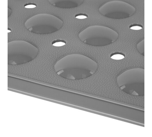 Коврик для ванны противоскользящий с теркой для ступней 70х40 см, серый, ПВХ, присоски, PRIMILA (ПРИМИЛА), 700374